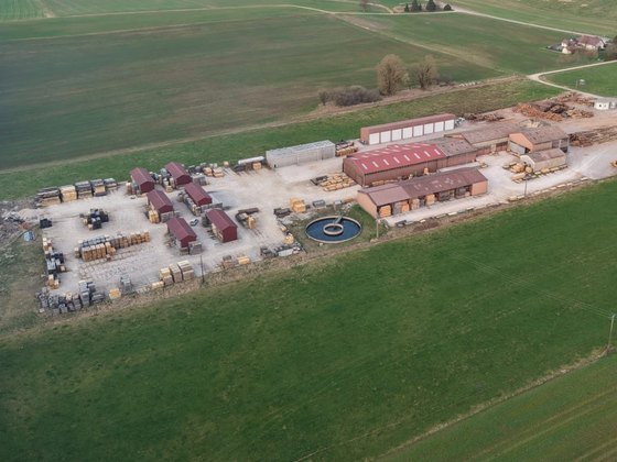 Aerial view of the Vuitton sawmill
